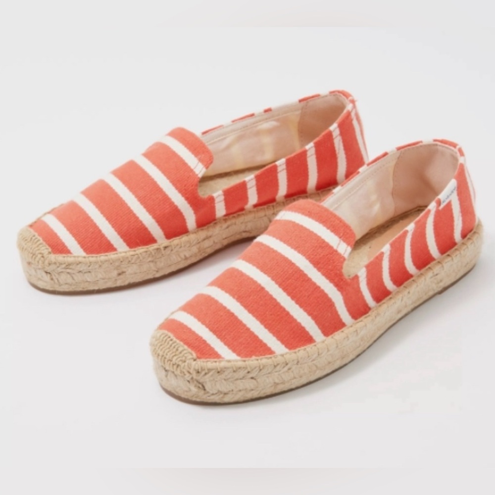 Soludos Orange and White Espadrille Flats Size 9.5